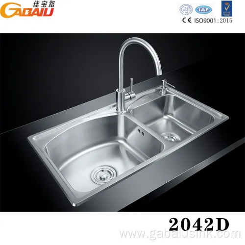 Lightweight Stainless Steel Pressed Two Bowl Kitchen Sink